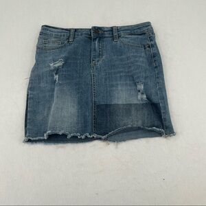JOES Womens Jean skirt raw hem patch work size: 14